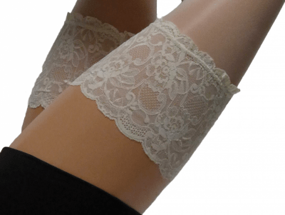 Cette Paris hold-up-sukat off-white 20 den Stay-up sukat leveällä pitsillä, silikonireuna S-4XL 346-10/12-608