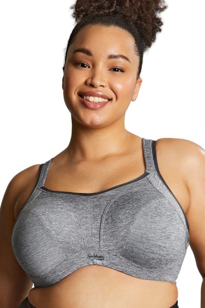 Sculptresse by Panache 9441 Activate UW NP -urheilurintaliivit Charcoal Marl Kaarituettu, toppaamaton urheiluliivi, jossa olkaimissa racerback-mahdollisuus. 75-105, D-O SCU-9441-CML