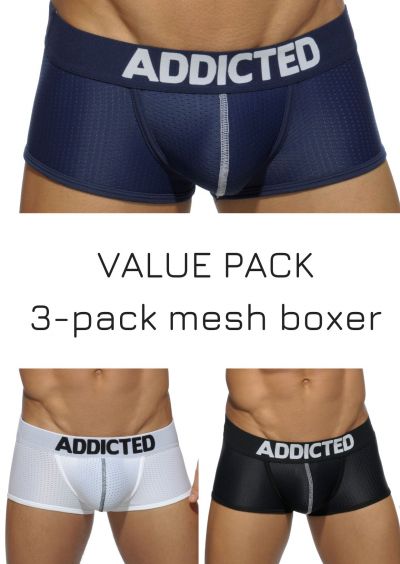 Addicted Mesh bokserit push up 3-pack Bokserit 80% Polyamidi, 15% Elastaani, 5% Puuvilla S-XL AD477P