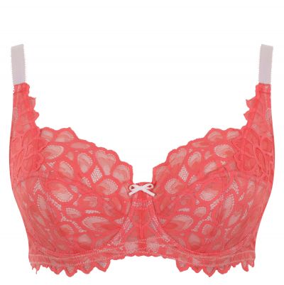 Panache Allure Full Cup -rintaliivit Coral Kaarituettu, toppaamaton, lähes täyskuppinen pitsiliivi. 65-90, E-M 10765-CRL