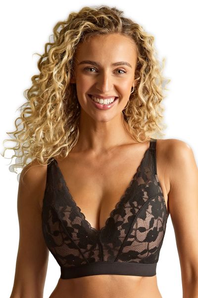 Panache Amour NW Padded Bralette -rintaliivit Black & Pecan Kaaritueton, topattu bralette muunneltavilla olkaimilla. 70-85 F-K 11145-BL-PE