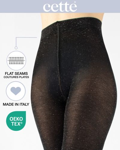 Cette Andromeda Shine -sukkahousut - Black Pehmeäpintaiset 280 denierin viskoosisukkahousut kimalle-efektillä. S/M - 3XL 890-902/BLK