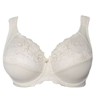 Plaisir Lingerie Annette UW Soft Full Cup -rintaliivit - Whisper White Kaarituettu, toppaamaton, joustopitsinen täyskuppiliivi. 80-110, D-I 3344-5/WHI