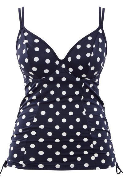 Panache Swimwear Anya Riva Spot UW-tankini Navy & Vanilla Kaarituettu tankini toppaamattomalla liiviosalla. 65-90, E-J SW1451-NAY