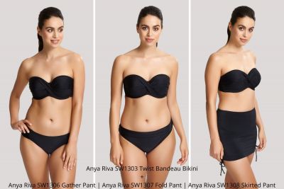 Panache Swimwear Anya Riva Twist Front -bandeaubikiniliivit Black Kaarituetut, olkaimettomat bandeaubikiniliivit 65-85 DD-H SW1303-BLK