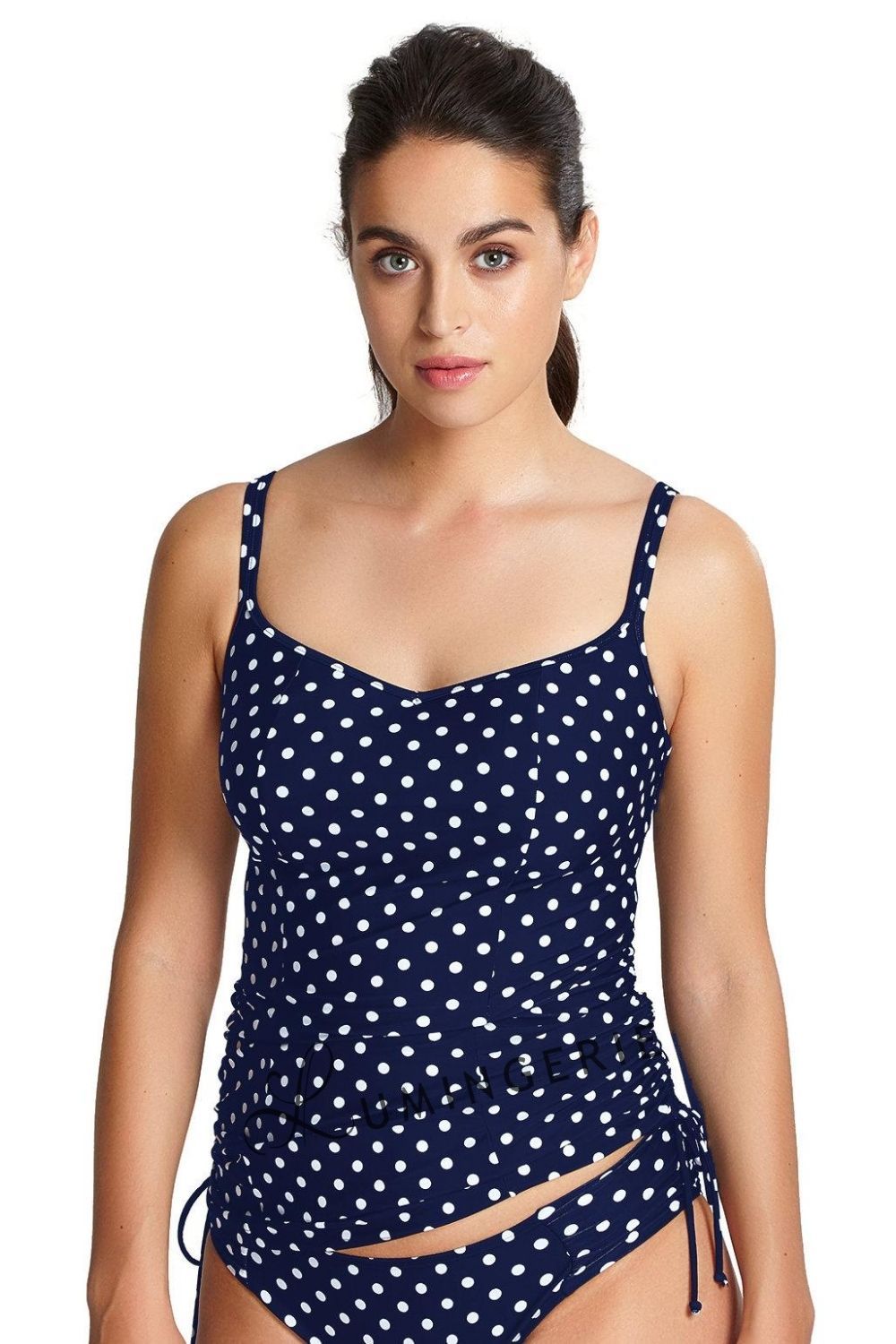 Panache Swimwear Anya Spot tankini navyivory Lumingerie rintaliivit