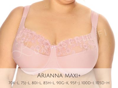 Gaia Lingerie Arianna Soft -rintaliivit Rose Kaarituettu, toppaamaton lähes täyskuppinen malli 70-105, D-L BS-814-ROZ