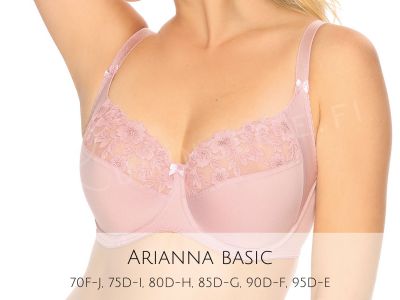 Gaia Lingerie Arianna Soft -rintaliivit Rose Kaarituettu, toppaamaton lähes täyskuppinen malli 70-105, D-L BS-814-ROZ