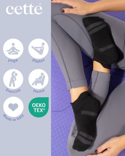 Cette Asana-jooga- ja pilatessukat - Black Lyhytvartiset nilkkasukat joogaan ja pilatekseen. 35-38, 39-42 151-902