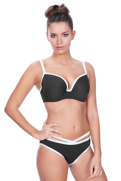 Freya Swim Back to Black bikiniliivit musta-valkoinen Kaarituettu, syväänuurrettu plunge-malli, jossa saumattomat ja muotoonprässätyt kupit 60-85, D-J AS3702-BLK