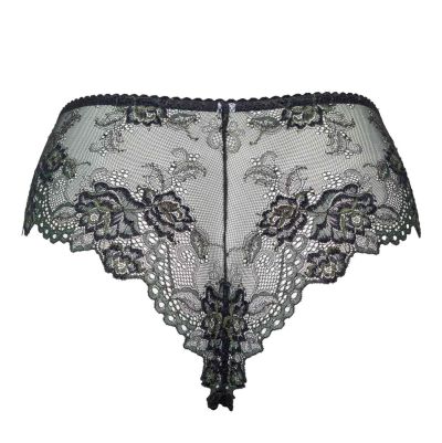 Plaisir Lingerie Beate-pitsibrazilianhousut Black & Moss Green Joustopitsiset brazilianhousut. 42-52 2068-31/MSS
