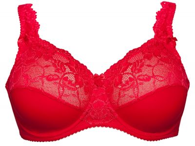 Plaisir Lingerie Beate UW Soft Full Cup -rintaliivit Red Kaarituettu, toppaamaton, joustopitsinen täyskuppiliivi 80-110 D-H 619431-4/RED