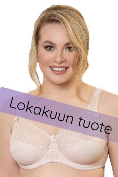 Plaisir Lingerie Beate UW Soft Full Cup -rintaliivit Silver Peony Kaarituettu, toppaamaton, joustopitsinen täyskuppiliivi 80-110 D-H 619431-3/SIL-PEO