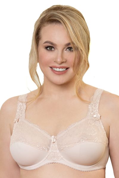 Plaisir Lingerie Beate UW Soft Full Cup -rintaliivit Silver Peony Kaarituettu, toppaamaton, joustopitsinen täyskuppiliivi 80-105 D-H 619431-3/SIL-PEO