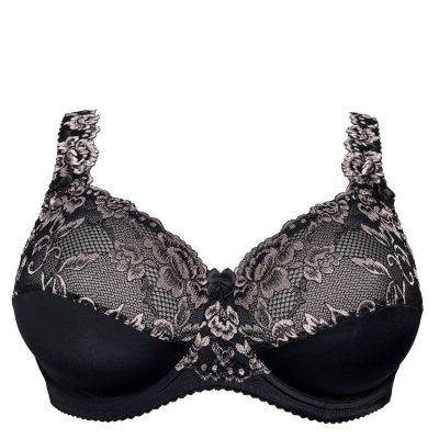 Plaisir Lingerie Beate UW Soft Full Cup -rintaliivit Black & Frosty Blush Kaarituettu, toppaamaton täyskuppiliivi joustopitsillä. 80-110 D-H 619431-25/BFB