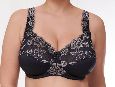 Plaisir Lingerie Beate UW Soft Full Cup -rintaliivit Black & Frosty Blush Kaarituettu, toppaamaton täyskuppiliivi joustopitsillä. 80-110 D-H 619431-25/BFB