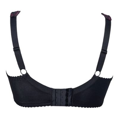 Plaisir Lingerie Beate UW Soft Full Cup -rintaliivit Black & Merlot Kaarituettu, toppaamaton, joustopitsinen täyskuppiliivi. 80-110 D-H 619431-32/MRL