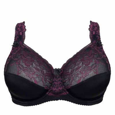 Plaisir Lingerie Beate UW Soft Full Cup -rintaliivit Black & Merlot Kaarituettu, toppaamaton, joustopitsinen täyskuppiliivi. 80-110 D-H 619431-32/MRL