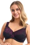 Plaisir Lingerie Beate UW Soft Full Cup -rintaliivit Black & Merlot-thumb Kaarituettu, toppaamaton, joustopitsinen täyskuppiliivi. 80-110 D-H 619431-32/MRL