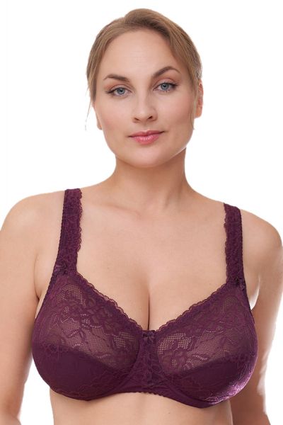 Plaisir Lingerie Beate Lux UW Soft Full Cup -rintaliivit Dark Cherry Kaarituettu, toppaamaton, joustopitsinen täyskuppiliivi. 80-110 D-H 619435-24/DRY