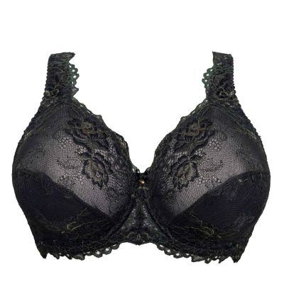 Plaisir Lingerie Beate Lux UW Soft Full Cup -rintaliivit Black & Moss Green Kaarituettu, toppaamaton, joustopitsinen täyskuppiliivi. 80-110 D-H 619435-31/MSS