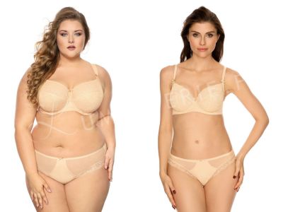 Bella Misteria Lace Fantasia Soft -rintaliivit Beige Kaarituettu, toppaamaton pitsiliivi sivutuella 65-105, D-L BS-37/38-BEZ-S16/SMX16