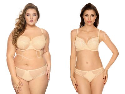 Gaia Lingerie Lace Fantasia Soft -rintaliivit Beige Kaarituettu, toppaamaton pitsiliivi sivutuella 65-105, D-L BS-37/38-BEZ-S16/SMX16