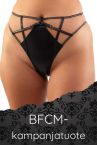 Playful Promises Ramona Strap & Mesh HW Thong -stringit Black Leatherette-thumb  36 - 54 PP-HW-3220-L