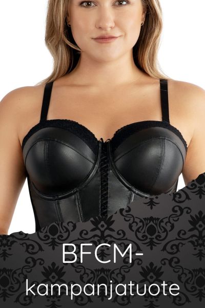 Parfait Stevie Longline -balconetteliivit Black Faux Leather Kaarituettu ja topattu longline-mallinen balconette-liivi. 65-95, D-L P50120-BFL