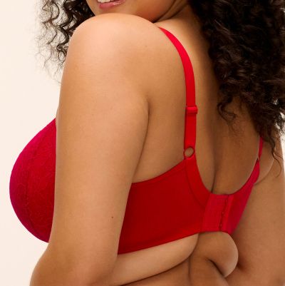 Elomi Brianna UW Plunge -rintaliivit - Haute Red Kaarituettu, kokokuppinen ja toppaamaton plunge-liivi. 70-100, F-O EL8080-HAD