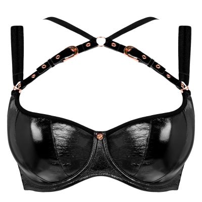 Scantilly by Curvy Kate Buckle Up Padded Half Cup -rintaliivit Black Kaarituettu, kevyesti topattu puolikuppinen balconette 65-85, E-L ST-015-105-BLK