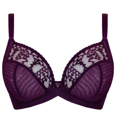 Curvy Kate Centre Stage Full Cup Plunge -rintaliivit Fig Kaarituettu, toppaamaton, täyskuppinen edestä syvään uurrettu meshliivi 65-105, E-M CK-033-101-FIG