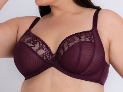 Curvy Kate Centre Stage Full Cup Plunge -rintaliivit Fig Kaarituettu, toppaamaton, täyskuppinen edestä syvään uurrettu meshliivi 65-105, E-M CK-033-101-FIG