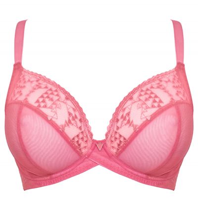 Curvy Kate Centre Stage Full Cup Plunge -rintaliivit Pink Kaarituettu, toppaamaton, täyskuppinen edestä syvään uurrettu meshliivi 65-105, E-M CK-033-101-PIN