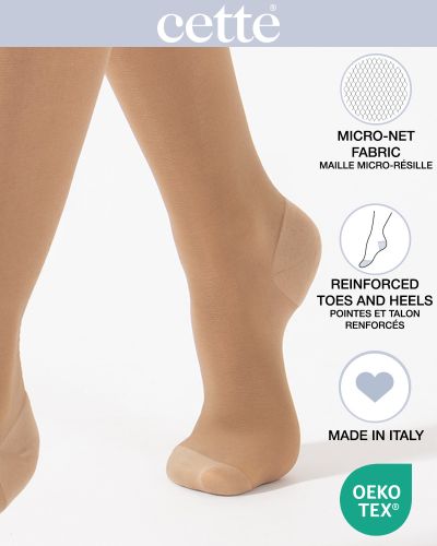 Cette Wellness Strong Knee High -kompressiosukat 140 den 15-21 mm/hg - Beige Kompressiopolvisukat kevyesti hoitavalla 15-21 mmHg:n kompressiolla. CE-merkitty lääkinnällinen laite. S/M 35-38 - L/XL 39-42 273-117/BEI