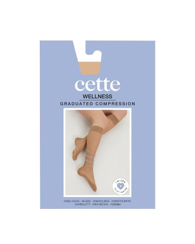 Cette Wellness Strong Knee High -kompressiosukat 140 den 15-21 mm/hg - Beige Kompressiopolvisukat kevyesti hoitavalla 15-21 mmHg:n kompressiolla. CE-merkitty lääkinnällinen laite. S/M 35-38 - L/XL 39-42 273-117/BEI
