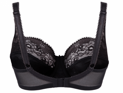 Panache Clara Soft Full Cup -rintaliivit hiilenharmaa-musta Kaarituettu, toppaamaton lähes täyskuppinen pitsiliivi 65-85, D-J 7255