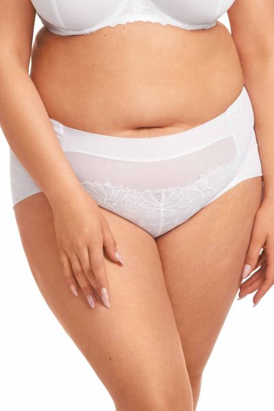 Nessa Coco Midi Brief -alushousut White Meshhousut guipurepitsillä, normaalikorkea vyötärö. 40-52 NO2-WHE