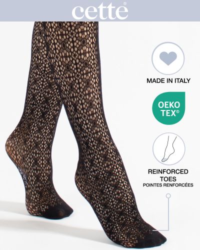 Cette Crochet Fishnet -sukkahousut - Black Pienikuvioiset verkkosukkahousut pehmeällä vyötärönauhalla. S/M - 2XL 445-902/BLK