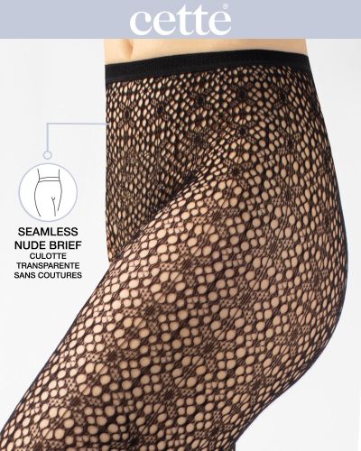Cette Crochet Fishnet -sukkahousut - Black Pienikuvioiset verkkosukkahousut pehmeällä vyötärönauhalla. S/M - 2XL 445-902/BLK