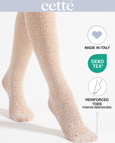 Cette Crochet Fishnet -sukkahousut - Off White Pienikuvioiset verkkosukkahousut pehmeällä vyötärönauhalla. S/M - 2XL 445-608/OFF