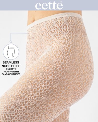 Cette Crochet Fishnet -sukkahousut - Off White Pienikuvioiset verkkosukkahousut pehmeällä vyötärönauhalla. S/M - 2XL 445-608/OFF