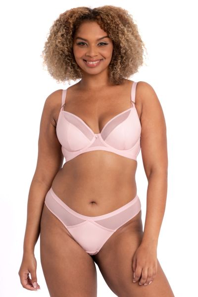 Curvy Kate Lucky Star Plunge -rintaliivit Blush Pink Wetlook Kaarituettu, edestä matalampi toppaamaton liivi 70-90, E-M CK-031-101-BLP