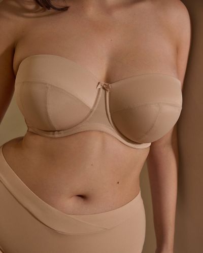 Sculptresse by Panache Dana olkaimettomat rintaliivit - Linen Kaarituettu, kevyesti topattu olkaimeton liivi 75-105, D-M 9670-LIN