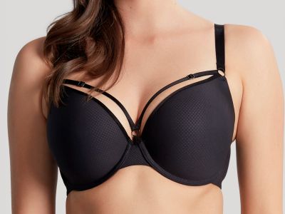 Panache Elan Luxe Padded Plunge -t-paitaliivit Noir Kaarituettu ja muotoonprässätty t-paitaliivi koristeremmeillä. 60-85, D-H 10676-NOR