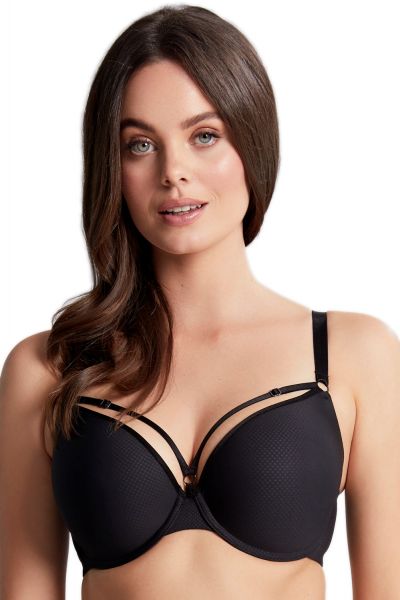 Panache Elan Luxe Padded Plunge -t-paitaliivit Noir Kaarituettu ja muotoonprässätty t-paitaliivi koristeremmeillä. 60-85, D-H 10676-NOR