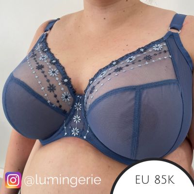 Elomi Matilda UW Plunge -rintaliivit Denim Daisy Kaarituettu, kokokuppinen ja toppaamaton plunge-liivi 70-100, E-O EL8900-DNY