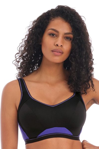 Freya Active Epic UW Crop Top -urheilurintaliivit Electric Black Kaarituettu topattu, sisäkupeistaan saumaton urheiluliivi, jossa muunneltavat olkaimet. 65-90 D-K AA4004-ELB