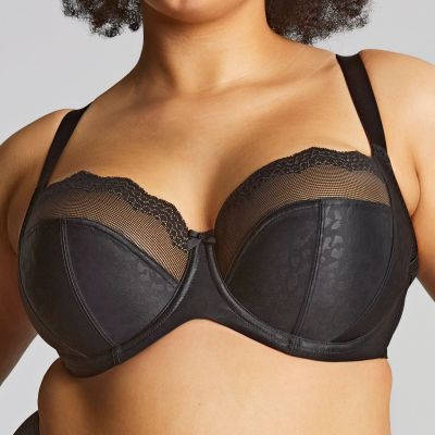 Sculptresse by Panache Esme UW Balcony -rintaliivit Black Animal Kaarituettu ja toppaamaton balconette joustopitsillä. 75-105, E-M 10921-BLA
