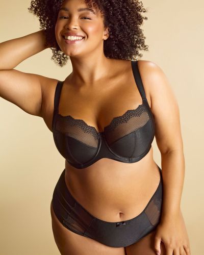 Sculptresse by Panache Esme UW Balcony -rintaliivit Black Animal Kaarituettu ja toppaamaton balconette joustopitsillä. 75-105, E-M 10921-BLA